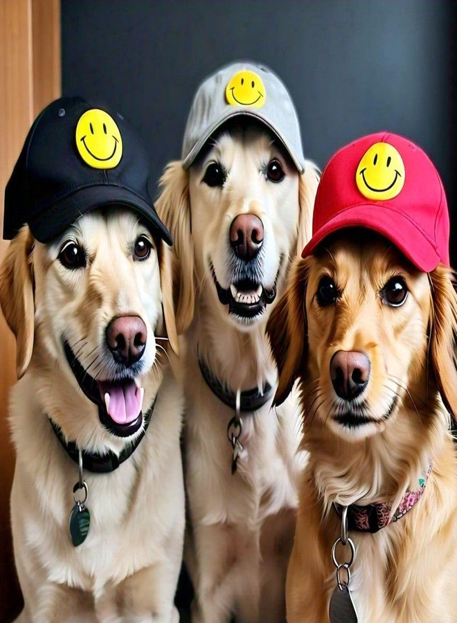 Infispace Dog's & Cat's Baseball Smile Cap with Adjustable Strap (Black, Pack of 1) (Random, L) - Image 1